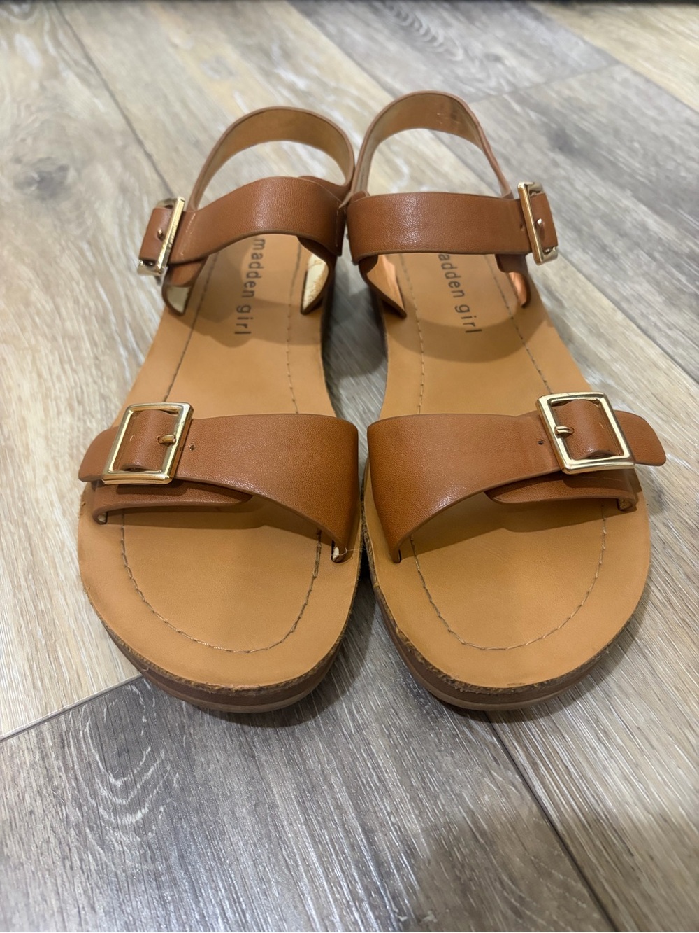 Madden Girl Tan Buckle Sandals